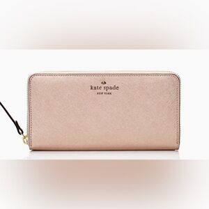 KATE SPADE NEW YORK Rose Gold Metallic Sparkly Zippy Wallet